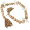 3.75ft. Light Brown Wood Bead & Marble Heart Garland with Tassel